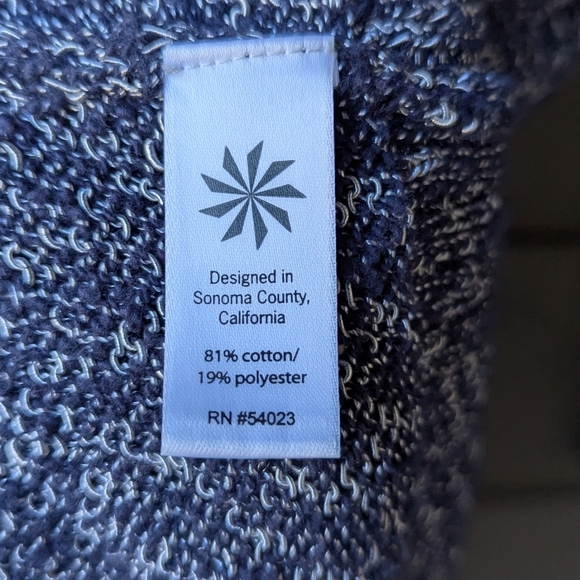 Athleta Weekend Wrap Open Front Cardigan Long Sweater With Pockets Blue White M - Picture 8 of 11